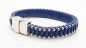 Preview: Lederarmband blau mit Edelstahl