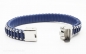 Preview: Lederarmband blau mit Edelstahl