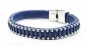 Preview: Lederarmband blau mit Edelstahl