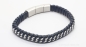 Preview: Lederarmband schwarz blau mit Edelstahl Verzierungen
