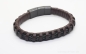 Preview: Lederarmband braun kraftvoll mit Edelstahl