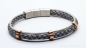 Preview: Lederarmband grau mit Edelstahl