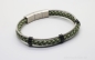 Preview: Lederarmband geflochten in grün mit Edelstahl Verzierungen