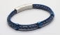 Preview: Lederarmband geflochten in hellblau mit Edelstahl