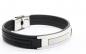 Preview: Lederarmband elegant schwarz mit Edelstahl