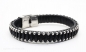 Preview: Lederarmband schwarz mit Edelstahl