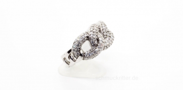 Damen Ring Silber mit gefassten Steinen
