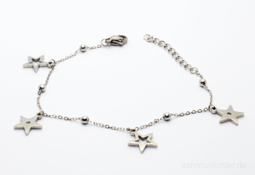 Preview: Damenarmband in Edelstahl mit Sternen 