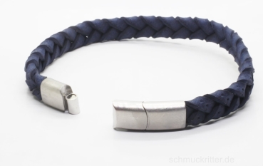 Lederarmband echt Leder blau flecht