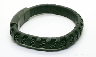 Lederarmband masiv mit Edelstahl