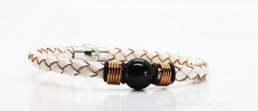Lederarmband geflochten weiß