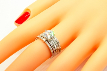 Damen Ring mit Solitär - echt Silber