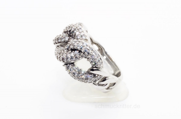Damen Ring Silber mit gefassten Steinen