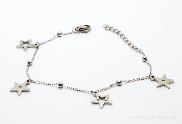 Damenarmband in Edelstahl mit Sternen 