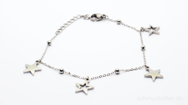 Damenarmband in Edelstahl mit Sternen 