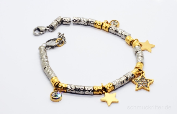 Damenarmband in Edelstahl mit Vergoldung