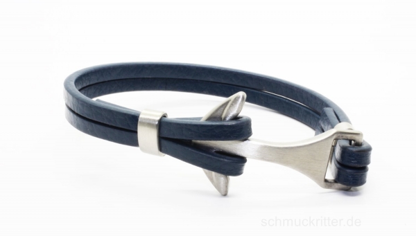 Lederarmband Anker blau
