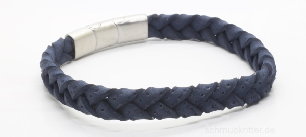 Lederarmband echt Leder blau flecht