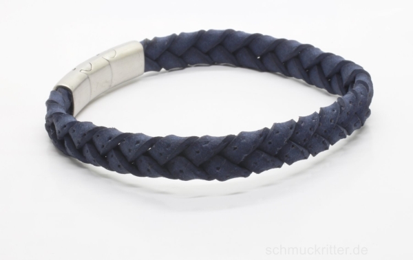 Lederarmband echt Leder blau flecht