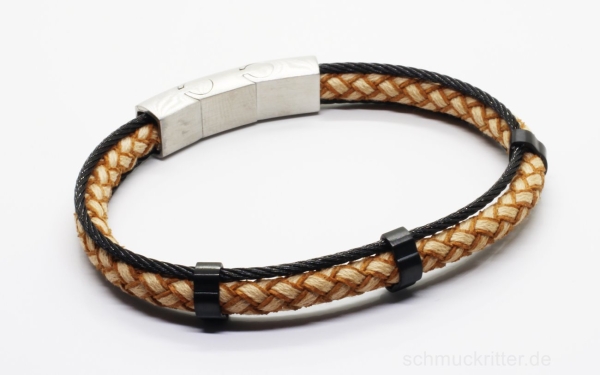 Lederarmband hellbraun mit Edelstahl
