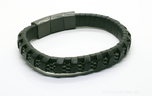 Lederarmband masiv mit Edelstahl