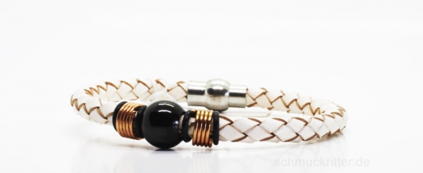Lederarmband geflochten weiß